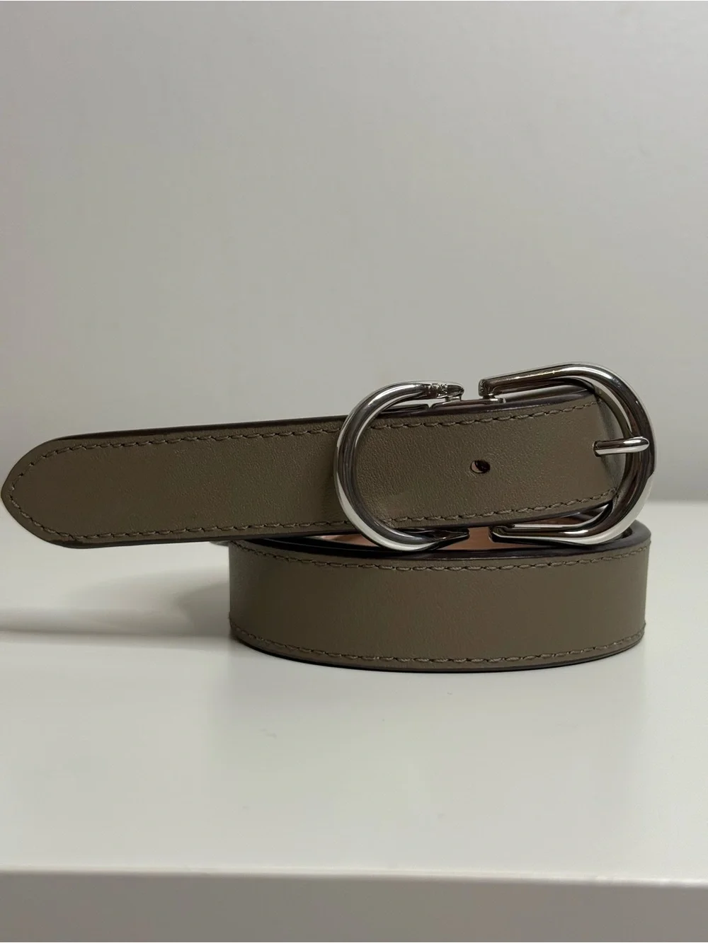 Ralph Lauren RLL Reversible Belt Mauve & Grey with silver Buckle